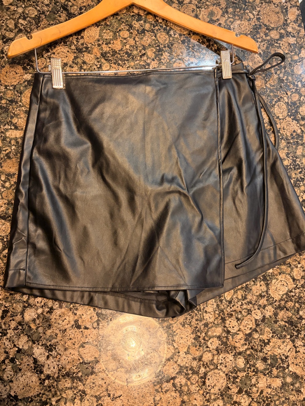 Black Faux Leather Pencil Skort Strut and Bolt